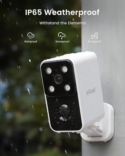 ieGeek Security Cameras Wireless Outdoor Pan Rotating 180° Home Outdoor Security Camera, 2K Battery Powered WiFi Camera with AI Motion Detection, Spotlight/Siren,Color Night Vision,Works w/Alexa(2Pcs)
