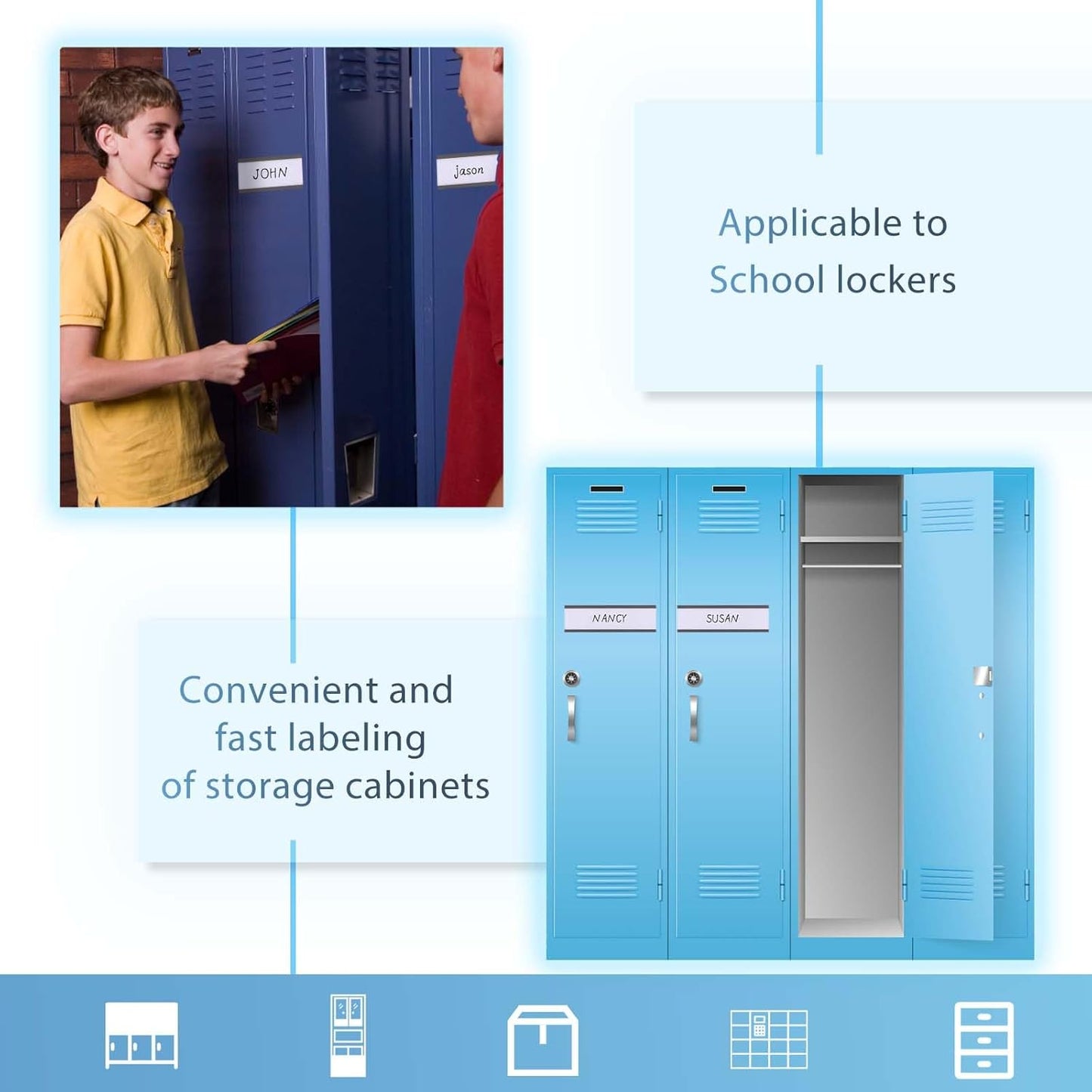 Eeoyu Magnetic Label Holders with Magnets Magnetic Data Card Holders with Clear Plastic Protectors for Metal Shelf, Whiteboard, Set of 50 (0.75 x 6 Inch)