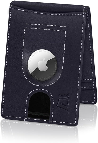 Kings Loot Trackable Airtag Wallet for Men | RFID Blocking Leather Design with Airtag Holder, Money Clip & Pull Tab | Minimalist Air Tag Wallets