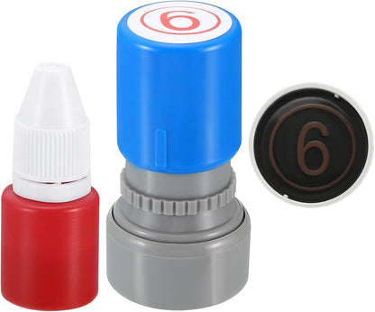 PATIKIL Number Stamps Self Inking, Numeral 6 Number Stamp Teacher Stamp Initial Stamp Ink Stamp for Class Notebook Scrapbooking DIY Craft Style 2, Red Ink