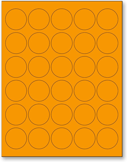 NextDayLabels - 8-1/2 x 11 Neon Color High Light Fluorescent Labels for Laser & Inkjet Printer (Orange Fluorescent, 1.5" Round - 30 Per Page | 3000 Labels)