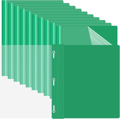 Teling 72 Pack Clear Front Report Covers Bulk Business Report Covers Plastic Presentation Folders Resume Portfolio Folder Paper Binder with 3 Prongs for Presentation Document School Office (Green)