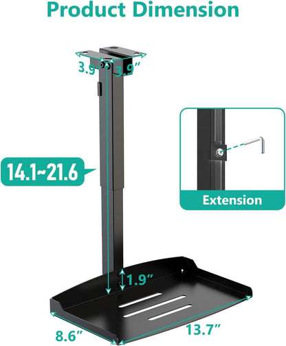WALI Projector Ceiling Mount Tray，Projector Wall Mount Holds up to 22lbs, Height Adjustable Universal Projectors Mount, No Hole Installation, Hidden Cable Routing, Black(PM-005-B)