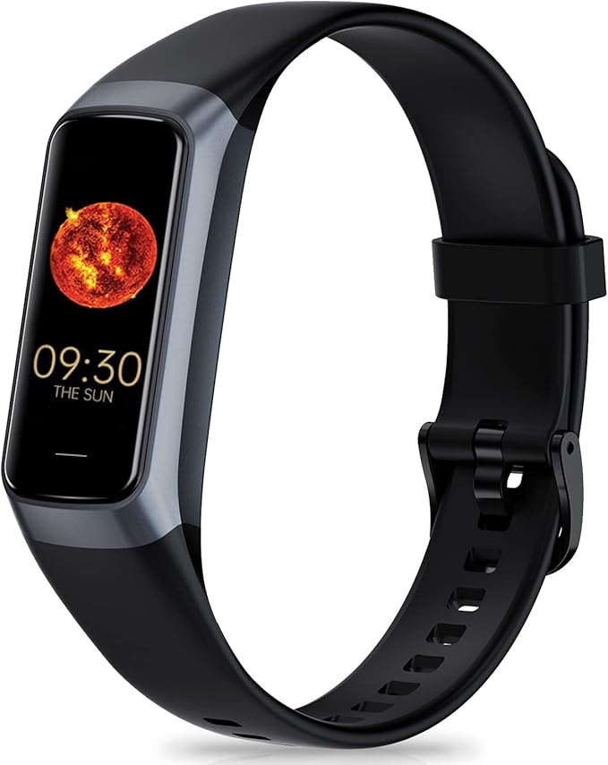 Fitness Tracker with 24/7 Heart Rate, Blood Oxygen Blood Pressure Sleep Monitor, Activity Trackers 5 ATM Waterproof,Step Calorie Counter Pedometer Health Smart Watch for Women Men (Black)