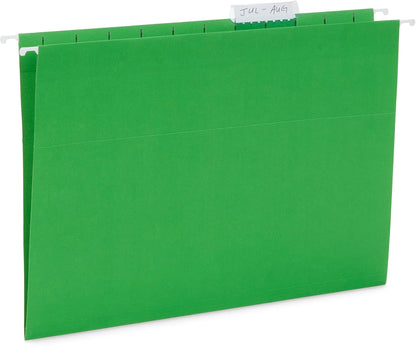 Blue Summit Supplies 25 Colored Hanging File Folders Letter Size with Tabs, Colored File Folders Hanging, Assorted Colors, Reinforced for Office Filing and Organization