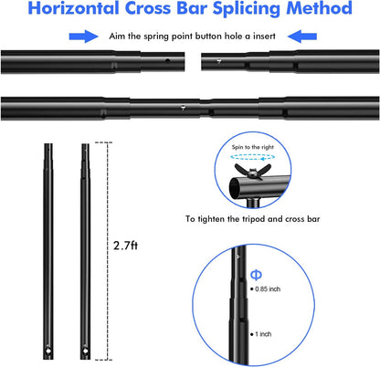 SLOW DOLPHIN 10x 8.5 ft Photo Backdrop Stand, Adjustable Photography Background Support System Stand for Photo Video Studio with Carrying Bag, Clips, Clamps