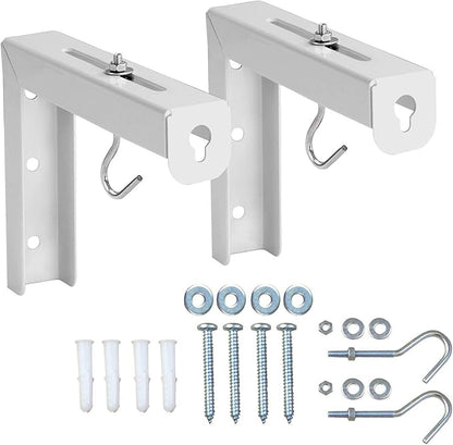 Mount-It! Projector Screen Wall Mount L-Brackets - Wall Hanging Bracket For Home Projector and Movie Screens, 6 inch Adjustable Mounting Hooks for Projection Screen, 1 Pair, White, 66 Lb Capacity Each