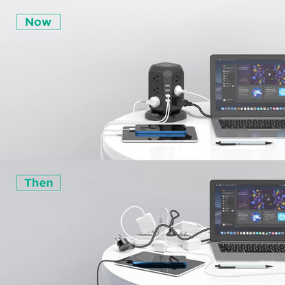 AiJoy Power Strip Tower 16.4 ft Cord, Surge Protector with 12 AC Outlet and 4 USB Ports, Charging Station Extension Cord with Multiple Outlets for Home, Office, Dorm Room Essentials