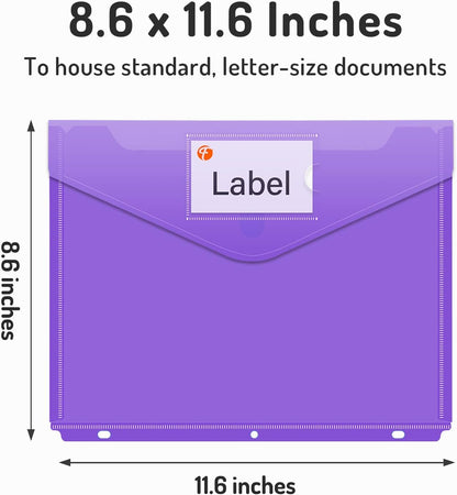 Forvencer Binder Pocket, 36 Pack Super Heavyweight Poly Binder Pocket with Tight Closure, Binder Folders Side Loading, 3 Ring Binder Pocket, Binder Dividers with Pockets, Letter Size, Assorted Colors