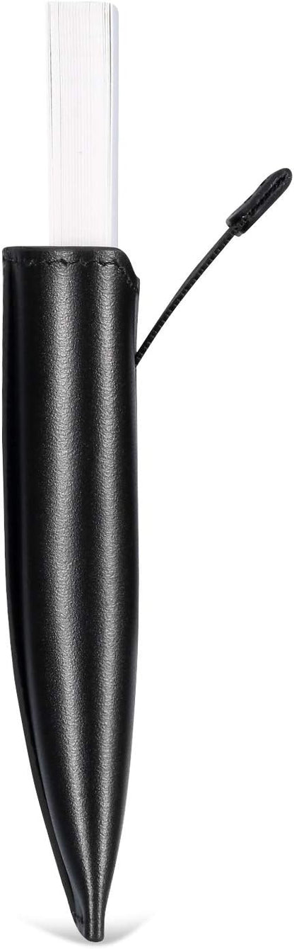 HISCOW Business Card Holder with Flap for Dispensing Cards - Italian Calfskin (Black)