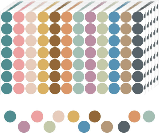 REGELETO Boho 4200 PCS 0.75 Inch 12 Colors Round Colored Dot Stickers for Toddlers Teaching Papers, Color Coding Labels, Circle Dots Stickers for Office and Student Classroom (25 Sheets)