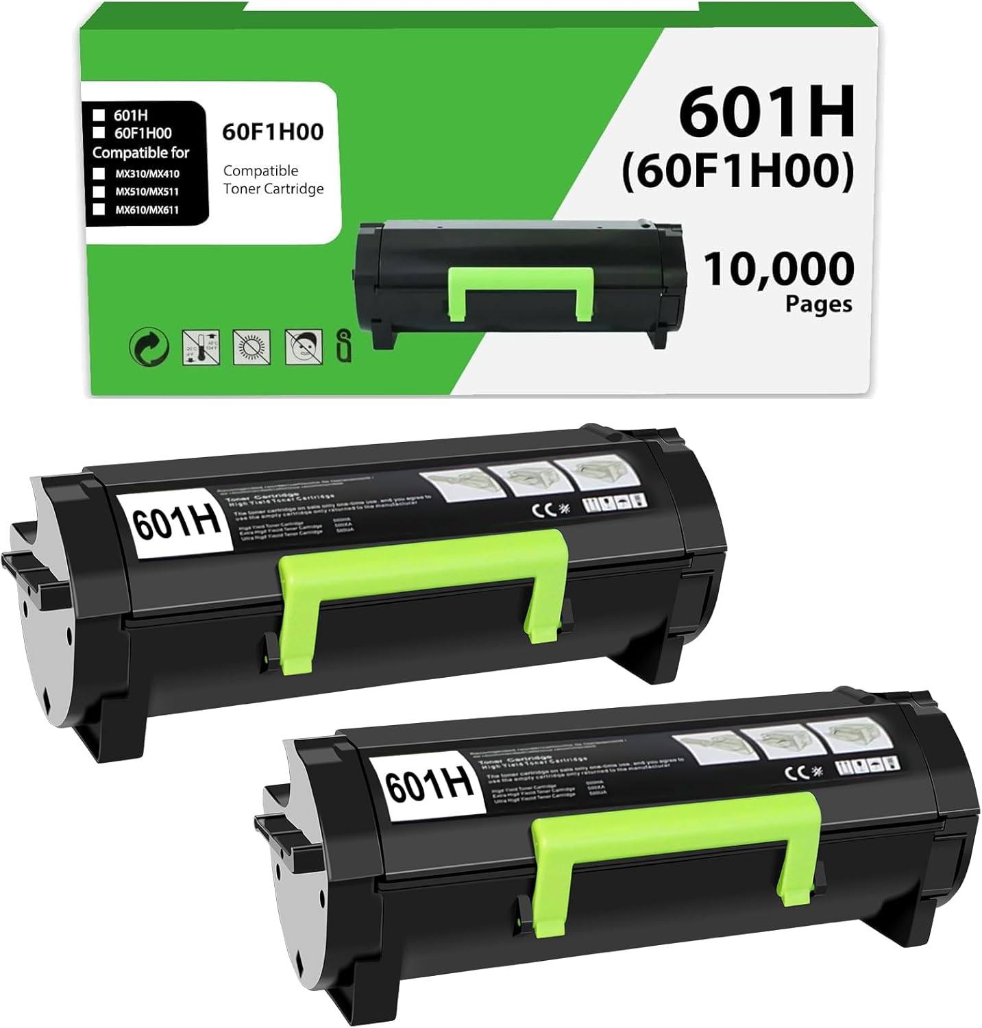 60F1H00 601H Toner Cartridge Compatible Replacement for Lexmark 601H 60F1H00 for MX310dn MX611de MX611dhe MX610de MX511de MX410de MX511dhe MX510de MX511dte MX611dte MX611dfe(10,000 Pages)