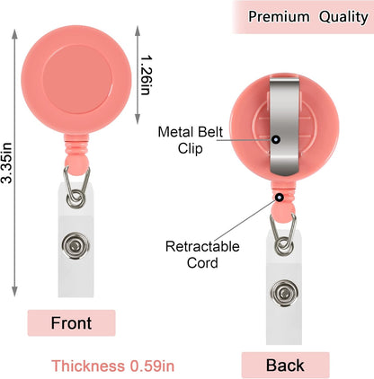 JANYUN 50 Pcs Retractable Badge Reel, Clips Holder Mixed Solid Color Nurse Students Doctor ID Badge Holder for Hanging ID Card Name Key Chain