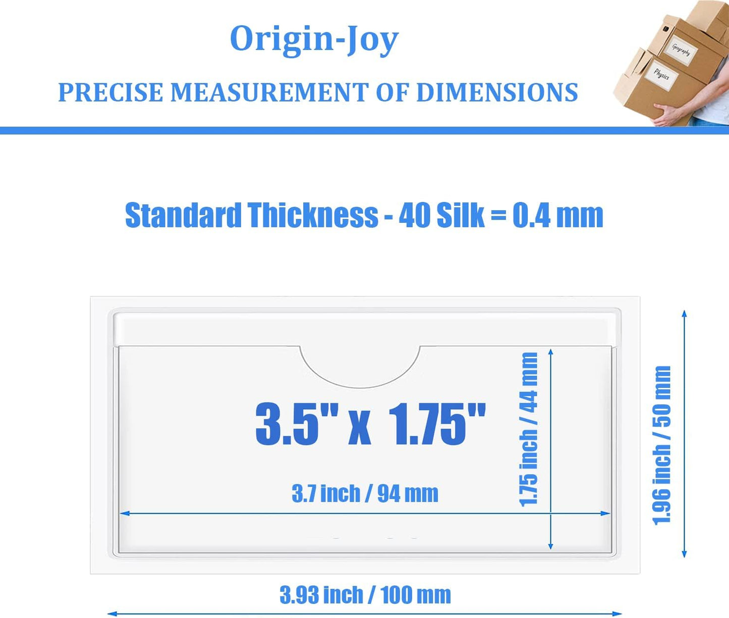 Origin-Joy 25 PCS Self-Adhesive Index Label Pockets, Clear Plastic Peel & Stick Card Holders with Top Open for Loading (3.5 x 1.75 inch)