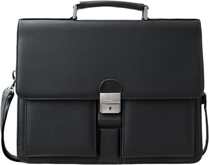 Mens Leather Briefcases Office Attorney Student Attache Case Messenger Bag w/Padded Compartment,Black