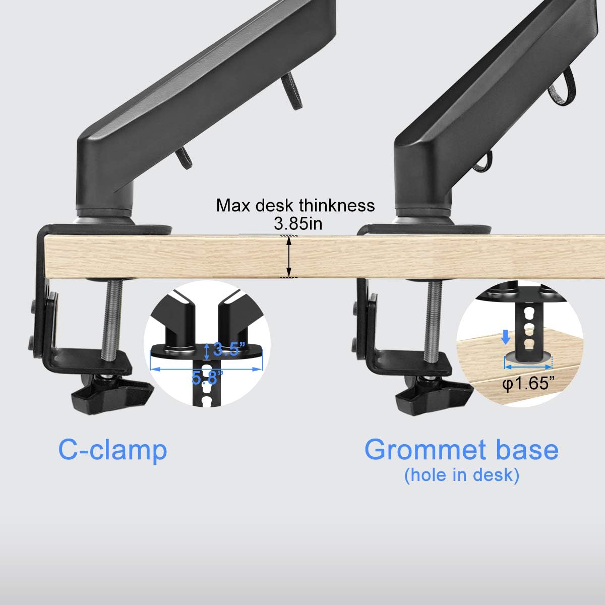 Suptek Dual Monitor Mount Stand-Height Adjustable Gas Spring Monitor Arm Desk Mount for 2 Computer Screens 17 to 32 inches - Each Arm Holds up to 22lbs,Black(MD8SP)