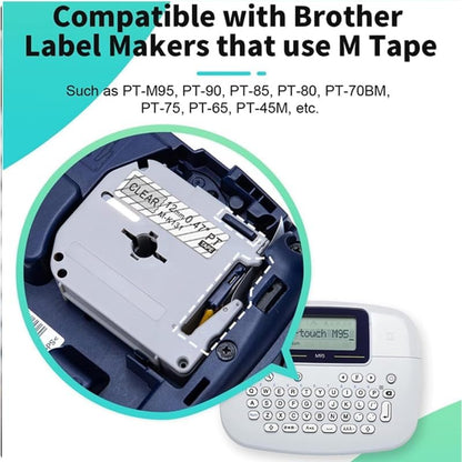 M K131 MK431 MK531 MK631 MK731 5 Pack Color Tape - 12mm Multicolored Label Tape Compatible with P Touch Label Maker PTM95 PT-90 PT-80 PT-70 PT-65 PT-45M