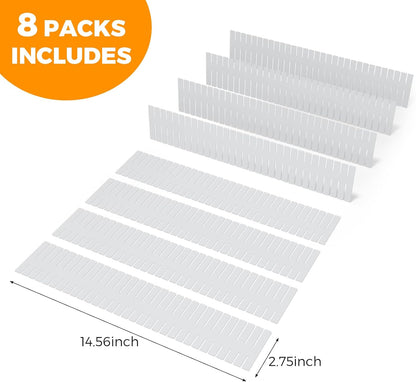 ALBAD Plastic Drawer Dividers Adjustable Drawer Organizer Dividers Separator for Tidying Clutter/Cutlery/Underwear/Socks/Clothes/Dresses/Boxes/Bins in Kitchen Bathroom Bedroom Office