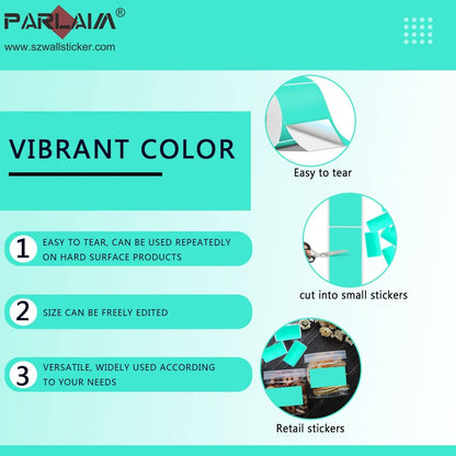 PARLAIM 3 X 5 Inch Rectangle Adhesive Color Coding Stickers,Square Aqua Inventory Stickers -250 Per Dispenser Box
