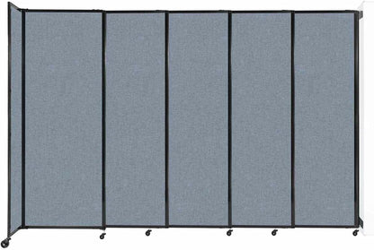 Wall-Mounted Sliding StraightWall Room Divider | Adjustable Widths | Locking Wheels | Room Separator | Up to 11'3" Wide x 7'6" Tall Powder Blue Fabric Panels