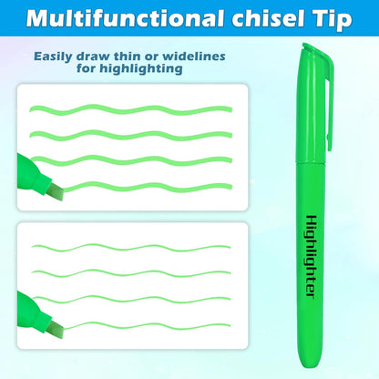 Duchong Highlighters, 30 Packs Green Highlighter Bright Colors Bulk, Chisel Tip Dry-Quickly No Bleed Highlighter Markers for Adults Kids, Office Classroom Must Have, School Supplies for Teachers