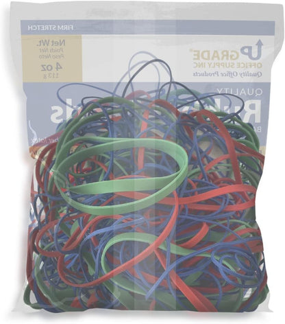 Upgrade Office Supply UPG22754PK3 Rubber Bands, Assorted Size and Colors, 1/4 lb 3-Pack, USA