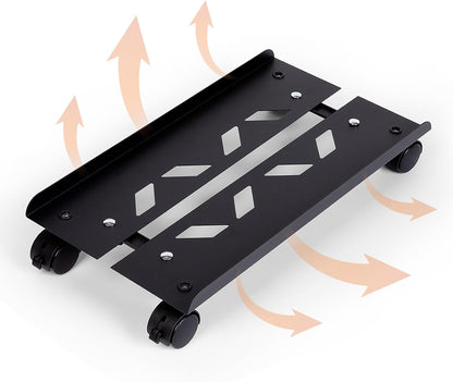 Mobile PC Stand, Adjustable Metal Computer Tower Stand, PC Floor Stand with 4 Locking Caster Wheels, PC Tower Stand, CPU Holder, PC Cart PC Riser Fits Most PC for Gaming Office Desk