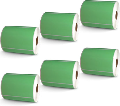 BETCKEY - 4" x 3" Shipping & Multipurpose Labels Compatible with Zebra & Rollo Label Printer,Premium Adhesive & Perforated[Green, 6 Rolls, 3000 Labels]