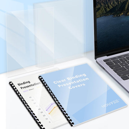 HOUYEE 200 Pack 6 Mil PVC Binding Presentation Covers,Clear Report Covers for Binding,8-1/2 x 11 Inches,Letter Size