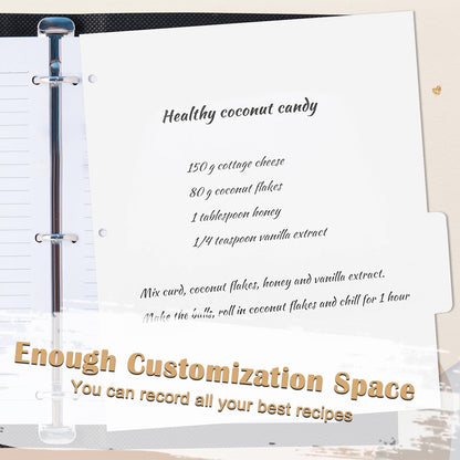 12 Sheet Recipe Dividers for 3 Ring Binder with 4 Tabs 9 3/4”×11” Paper Recipe Binder Dividers Blank Recipe Organizer Personalized Family Recipe Binder for Kitchen (White)