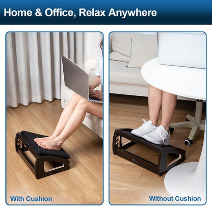 StrongTek Wood Ergonomic Footrest - 4-Angle Adjustable Foot Stool for Desk, Office Footrest, Anti-Slip Foot Stand for Under Desk, Enhances Posture, Promotes Blood Circulation, Easy Assembly (Espresso)