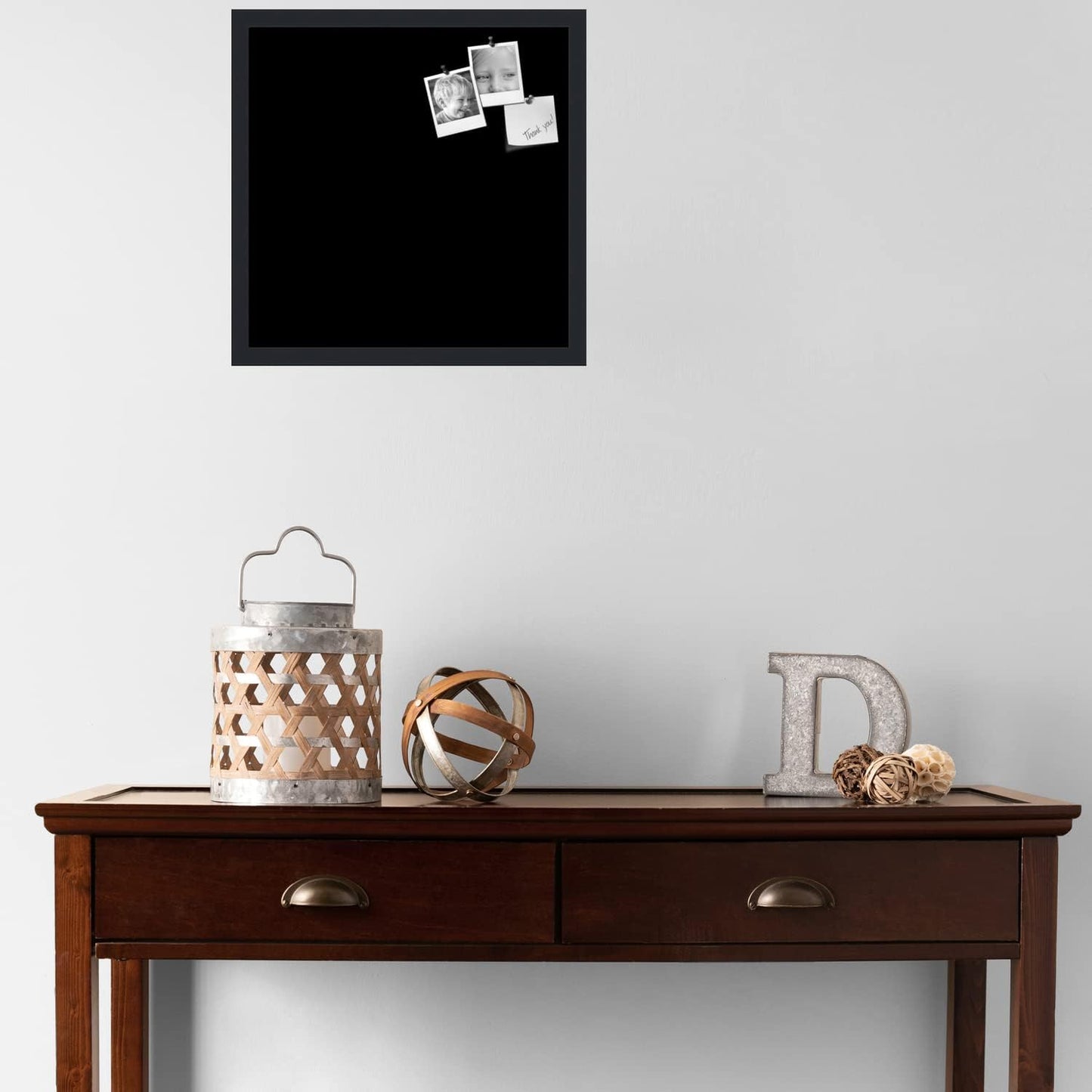PinPix 18x18 Inch Cork Bulletin Board. This Decorative Framed Pin Board Comes with Solid Black Design and a Satin Black Frame. Ideal for Home Office Decor or Message Board (PinPix-622)