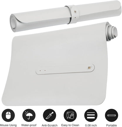 Boutilon Leather Desk Pad Protector,Non-Slip Mouse Pad,Laptop Desk Pad,Office Mouse Mat,Waterproof Leather Desk Blotter,Desk Writing Pad for Office and Home (XL-White,35.4"x 15.7")