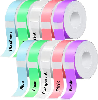 Label Maker Tape Refill 15mm 0.47 Standard Laminated Thermal Label Tape Replacement 0.59"×1.57"(15×40mm), 1650 Labels/10Rolls/Pack, High Definition Labeling Tape for Home Office School Hotel