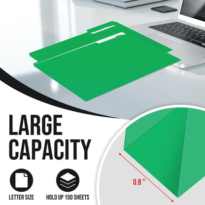 File Folders,IntoJoy 120 Pack Colored File Folder Letter Size, 1/3 Cut Tab Filing Folders for Office School Business File Document Organization,Green