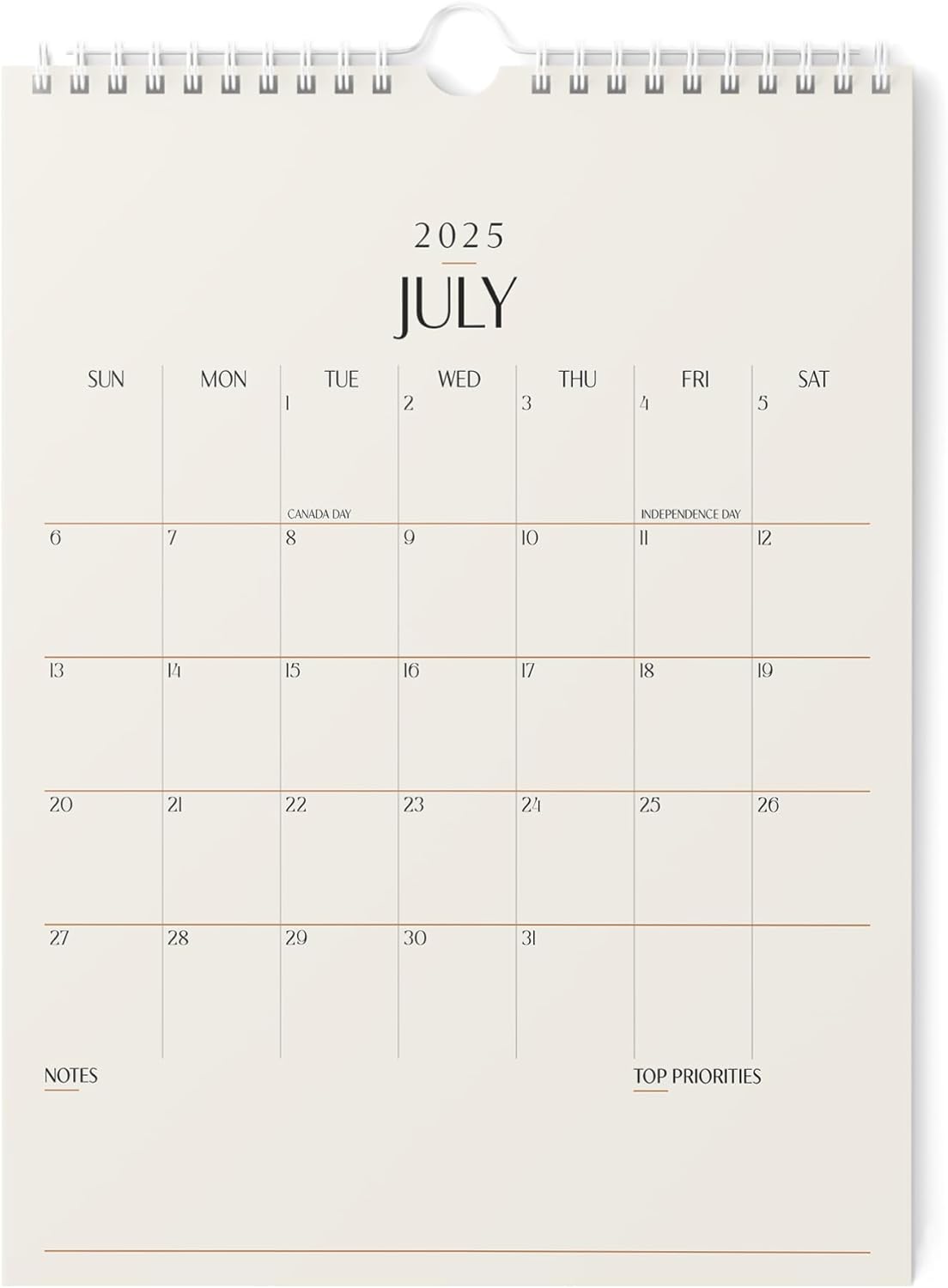Karto Wall Calendar 2025-2026 - Vertical 8.5x11 inch July 2025 to December 2026 - Boost Your Productivity and Easy Planning with the Aesthetic Monthly Calendar - Beige