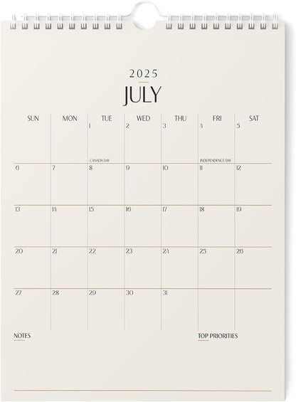 Karto Wall Calendar 2025-2026 - Vertical 8.5x11 inch July 2025 to December 2026 - Boost Your Productivity and Easy Planning with the Aesthetic Monthly Calendar - Beige