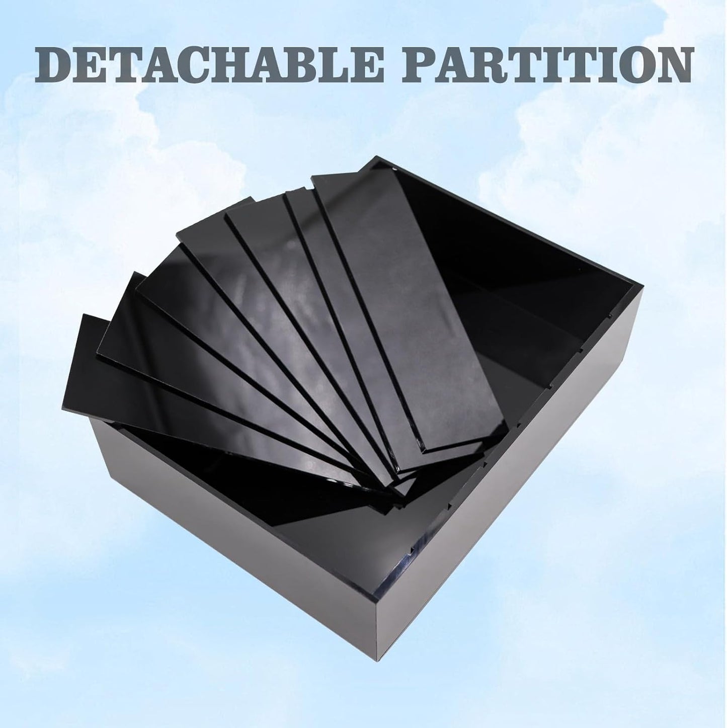 Money Organizer for Cash, 8 Compartment Black Acrylic Money Holder, Cash Tray, Cash Box, Cash Organizer for Bills