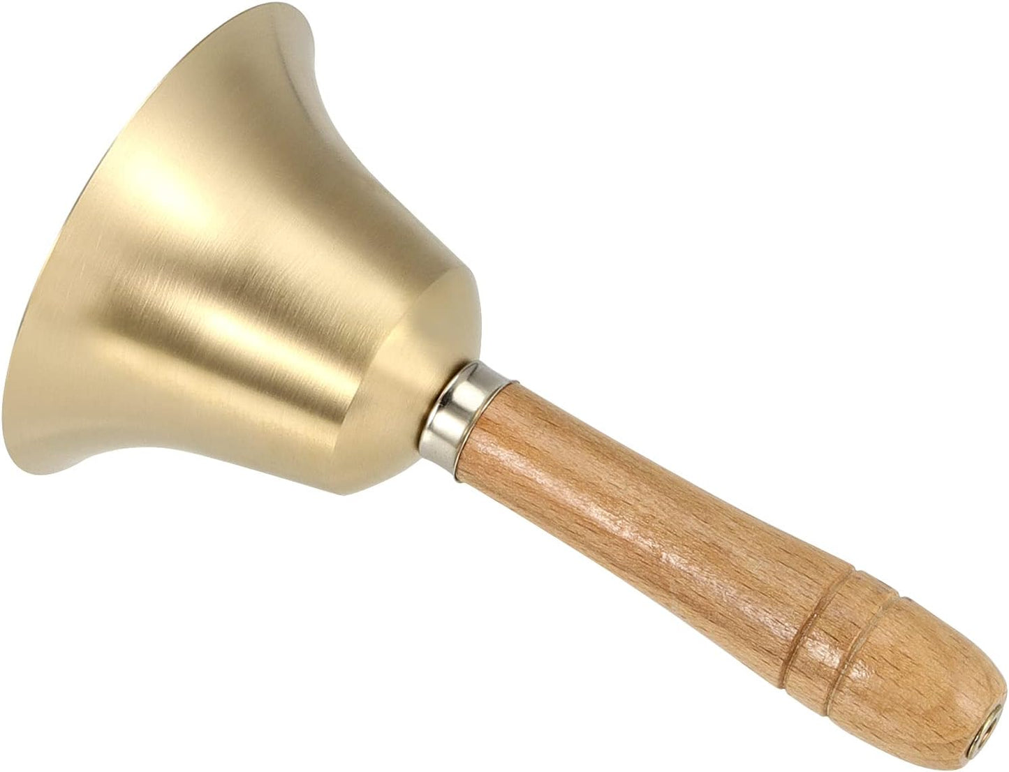 SINJEUN 4 PCS 6 Inch Brass Hand Bell, Solid Brass Hand Call Bells with Wooden Handle, Loud Ringing Bell Restaurant Call Service Bell for Christmas, School, Home, Restaurant, Bride Wedding