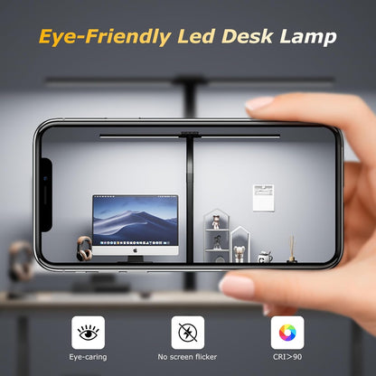 Desk lamp,LED Desk Lamps for Home Office,24W-Eye-Caring Computer Desk Lamp with Clamp,Architect Lamp with Flexible Gooseneck,LED Table Light for Reading,Dimmable Monitor Table Lamp,Double Head