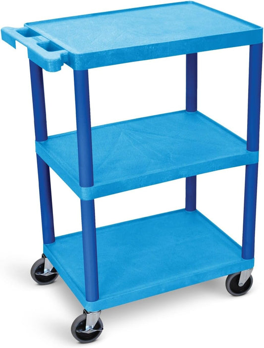Luxor HE34 Utility Cart (Pack of 10) 3 Shelves Structural Foam Plastic - Blue