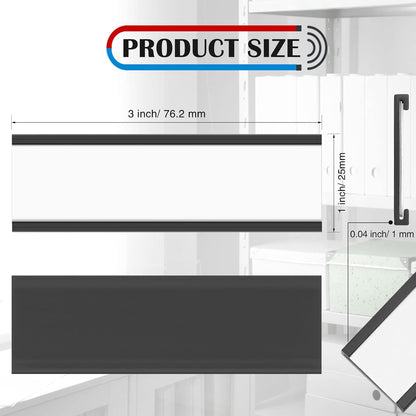 300 Pieces Magnetic Label Holders Channel Labels Racks Magnetic Card Holders with Protective Films and Replacement Strips for Metal Shelf, Filing Cabinet, Mailbox, Whiteboard (1 x 3 Inch)