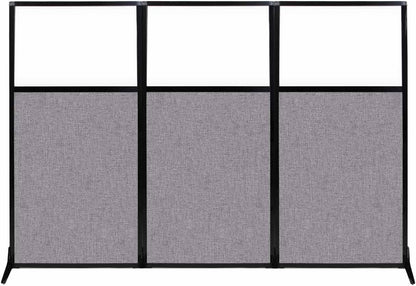 Versare Workstation Partition | Portable Wall Divider | Modern Office Cubicle | Free Standing Privacy Screen | Flexible Work Space | 99" x 70" W/Window, Cloud Gray Fabric Panels