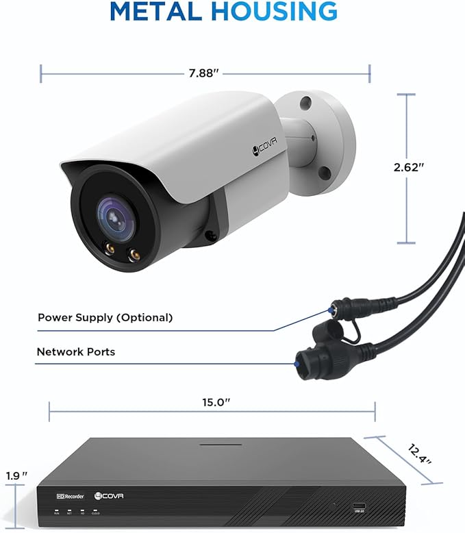 4COVR 16 Channel Security Camera System PoE, 2-Way Talk & Dual Lights Smart Full Color Night Vision, 16x 5MP Business IP67 Bullet IP Camera AI Human Vehicle Detection, 16CH NVR 4TB HDD, LY37YX5M1616