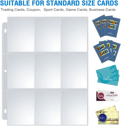36 Pack 9 Pocket Page Protectors, Sooez Trading Card Sleeves for 3 Ring Binder, Baseball Cards Holder, Protective Pages Sheets for Binders Album, Fit for YuGiOh, MTG, Game, Business & Sports Cards
