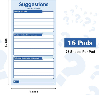 Pajean 400 Sheets Suggestion Cards Comment Complaint Cards for Suggestion Box with Lock Feedback Box Continuous Improvement for Customer Complaints(Blue)