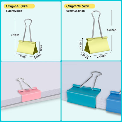 Ufmarine Colored Jumbo Binder Clips 2.4 inch, Extra Large Binder Clips for Office (8 Pcs)
