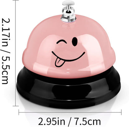 Tudomro 6 Pcs Call Service Dinner Bell for Desk Classroom Metal Smile Face Bell 3 Inch Diameter Anti Rust for Hotel Restaurant Office School Kitchen Bar(Rustic Colors)