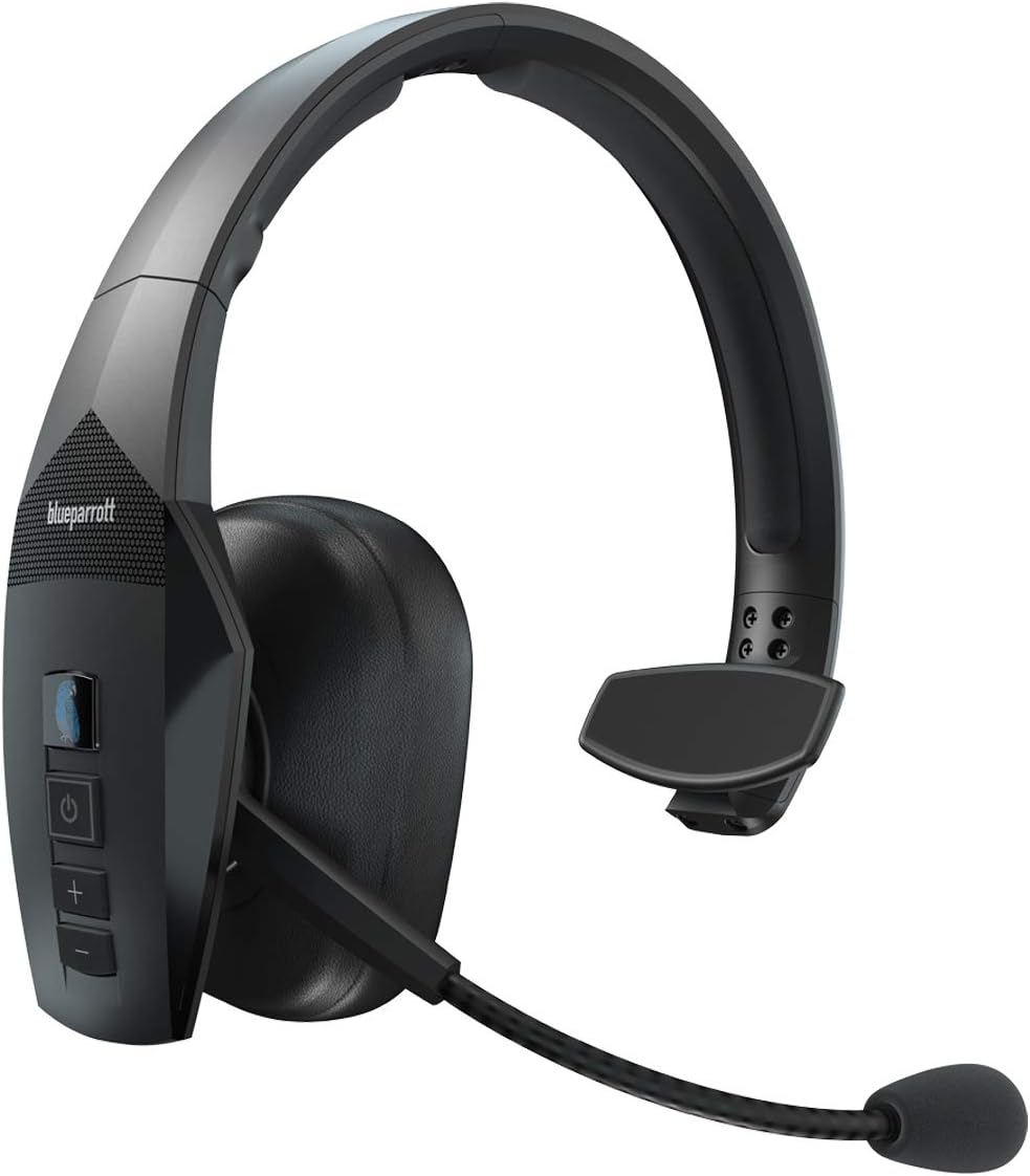 BlueParrott B550-XT Mono Bluetooth Wireless Headphones 96% Noise Canceling Over Head Trucker Headset with Mic, 100% Voice Control, IP54-Rated Protection, 24 hrs. Talk Time, Black