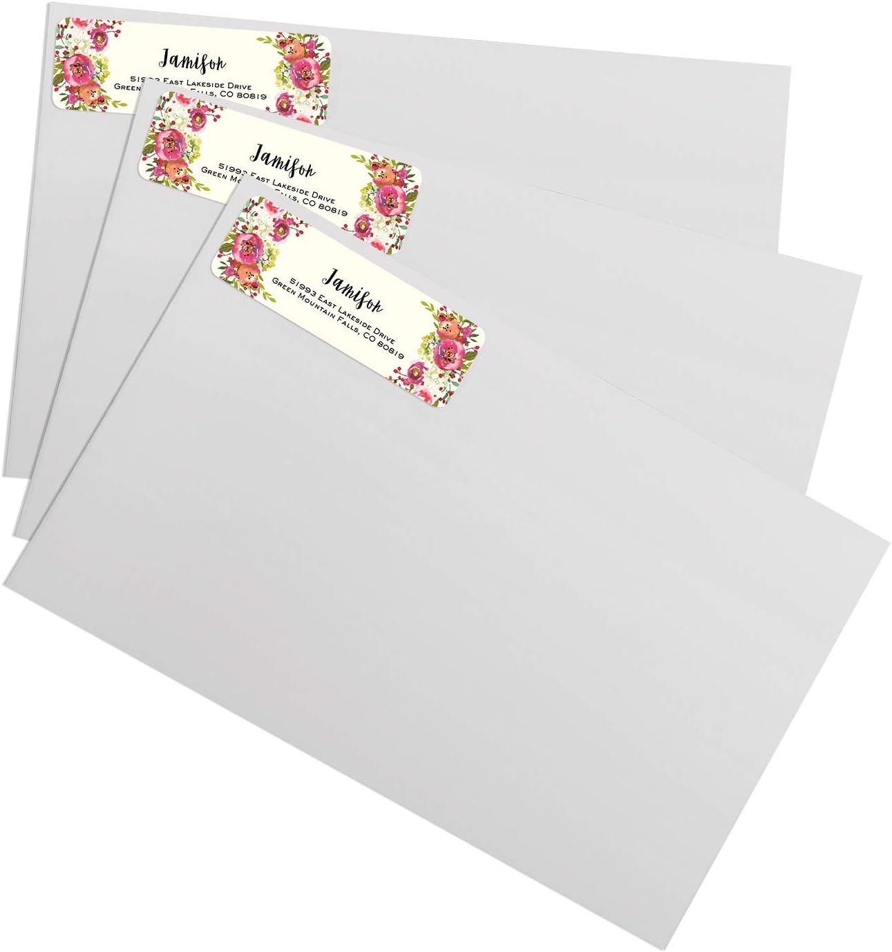 Vibrant Floral and Ivory Rolled Address Labels/Roll of 500 Personalized Address Labels/Designer Return Address Stickers in Elegant Plastic Dispenser